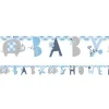 Party Delights Blue Floral Elephant Baby Shower Banner - 1.6M< Banners