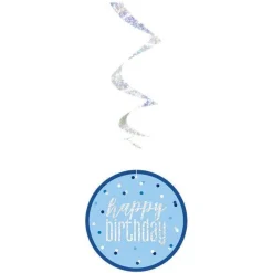 Party Delights Blue 'Happy Birthday' Hanging Swirls - 80Cm< Hanging Decorations