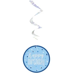 Party Delights Blue 'Happy Birthday' Hanging Swirls - 80Cm< Hanging Decorations