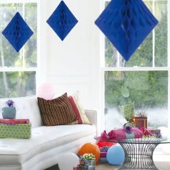 Party Delights Blue Honeycomb Diamond Decoration - 30Cm< Hanging Decorations