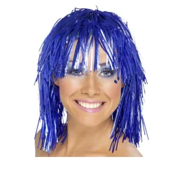 Party Delights Blue Tinsel Wig< Wigs