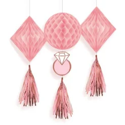 Party Delights Blush Hen Party Honeycomb Tassel Decorations (3Pk)< Hanging Decorations