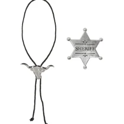 Party Delights Bootlace Necktie & Badge< Costume Props