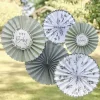 Party Delights Botanical 'Hey Baby' Paper Fan Decorations (5Pk)< Hanging Decorations