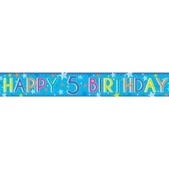 Party Delights Boys 5Th Birthday Paper Banners - 1M (3Pk)< Banners