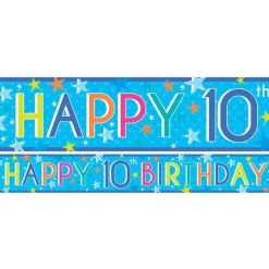 Party Delights Boys 10Th Birthday Paper Banners - 1M (3Pk)< Banners