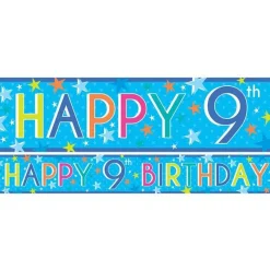 Party Delights Boys 9Th Birthday Paper Banners - 1M (3Pk)< Banners