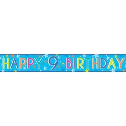 Party Delights Boys 9Th Birthday Paper Banners - 1M (3Pk)< Banners