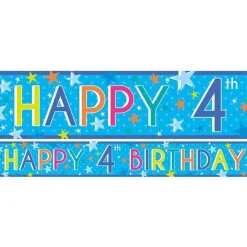Party Delights Boys 4Th Birthday Paper Banners - 1M (3Pk)< Banners