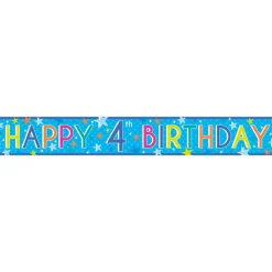 Party Delights Boys 4Th Birthday Paper Banners - 1M (3Pk)< Banners