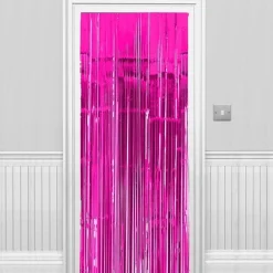 Party Delights Bright Pink Foil Curtain - 2.4M< Hanging Decorations