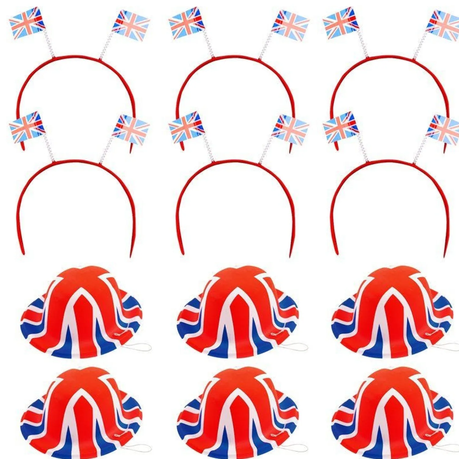 Party Delights British Mini Hats & Flag Headbands - Kit For12< Hats & Headwear