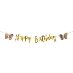 Party Delights Butterfly Shimmer 'Happy Birthday' Paper Banner - 2.1M< Banners