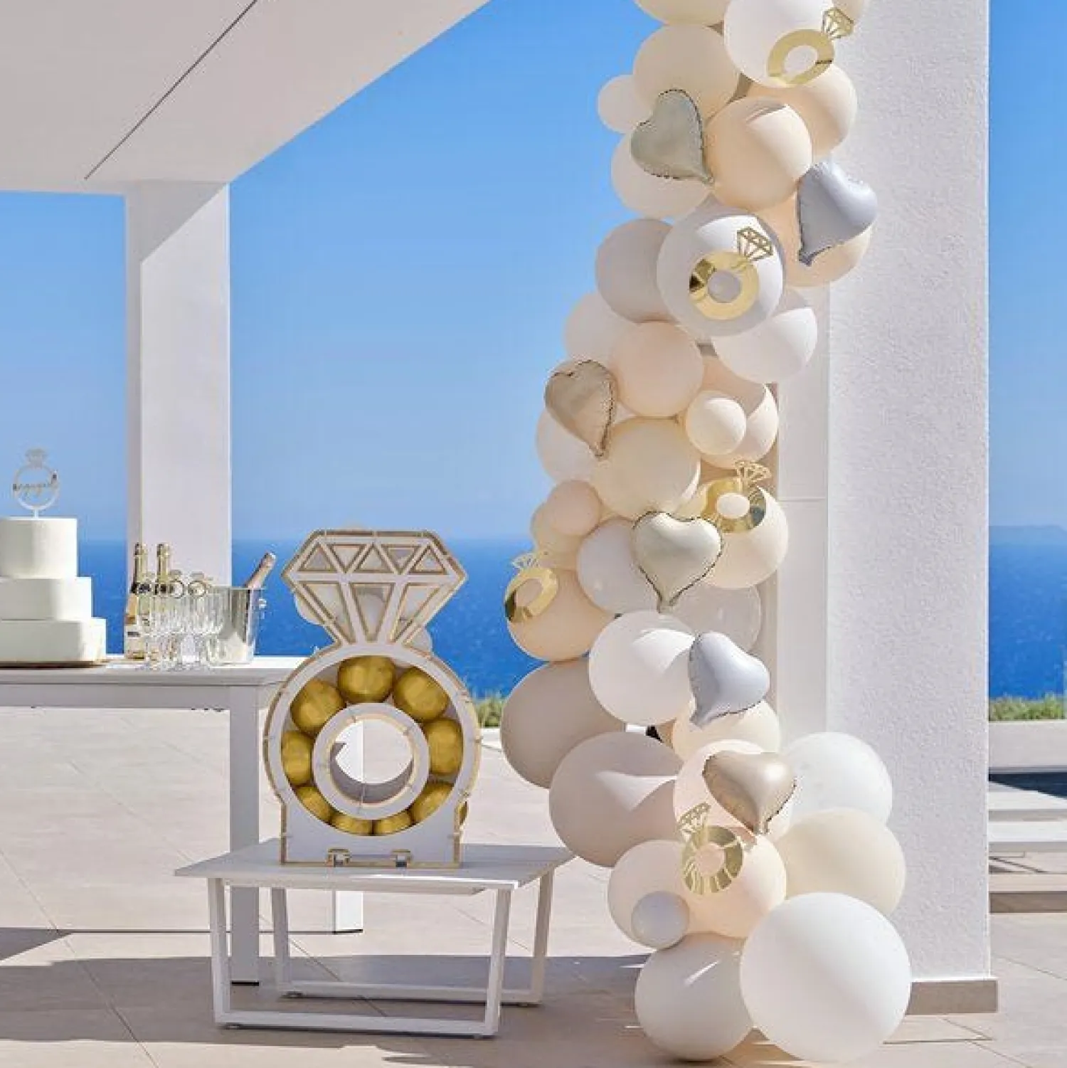 Party Delights Champagne Bottle With Balloon Bubbles Arch - 70 Balloons< Arches & Clouds