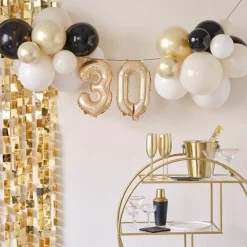 Party Delights Champagne Noir 30Th Balloon Bunting Kit< Bunting