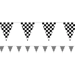 Party Delights Checkered Race Flag Plastic Bunting - 3.7M< Bunting