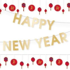 Party Delights Chinese New Year Paper Letter Banner Set - 1.8M< Banners