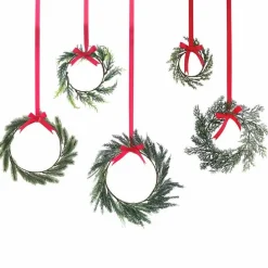 Christmas Foliage Wreath Hanging Decorations (5Pk)<Party Delights