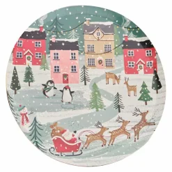 Christmas Scene Paper Plates - 25Cm (8Pk)<Party Delights Hot