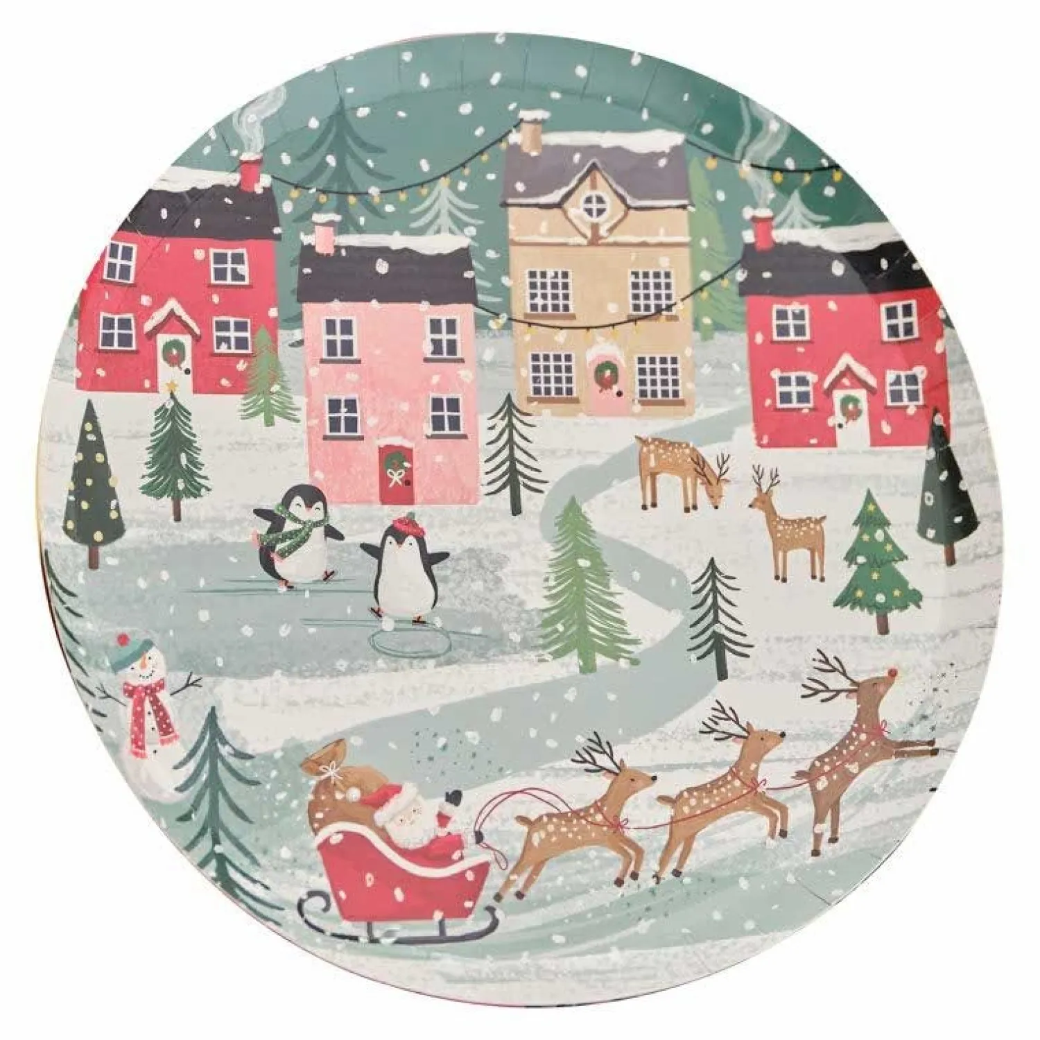 Christmas Scene Paper Plates - 25Cm (8Pk)<Party Delights Hot