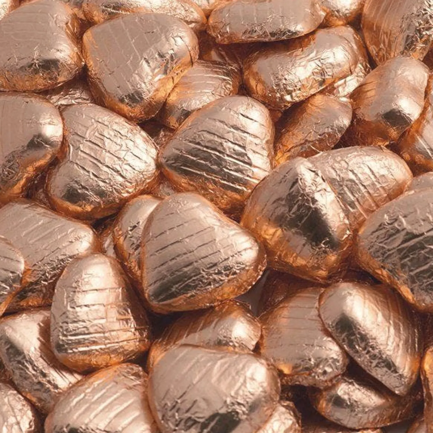Party Delights Copper Foil Chocolate Hearts - 1Kg< Chocolates