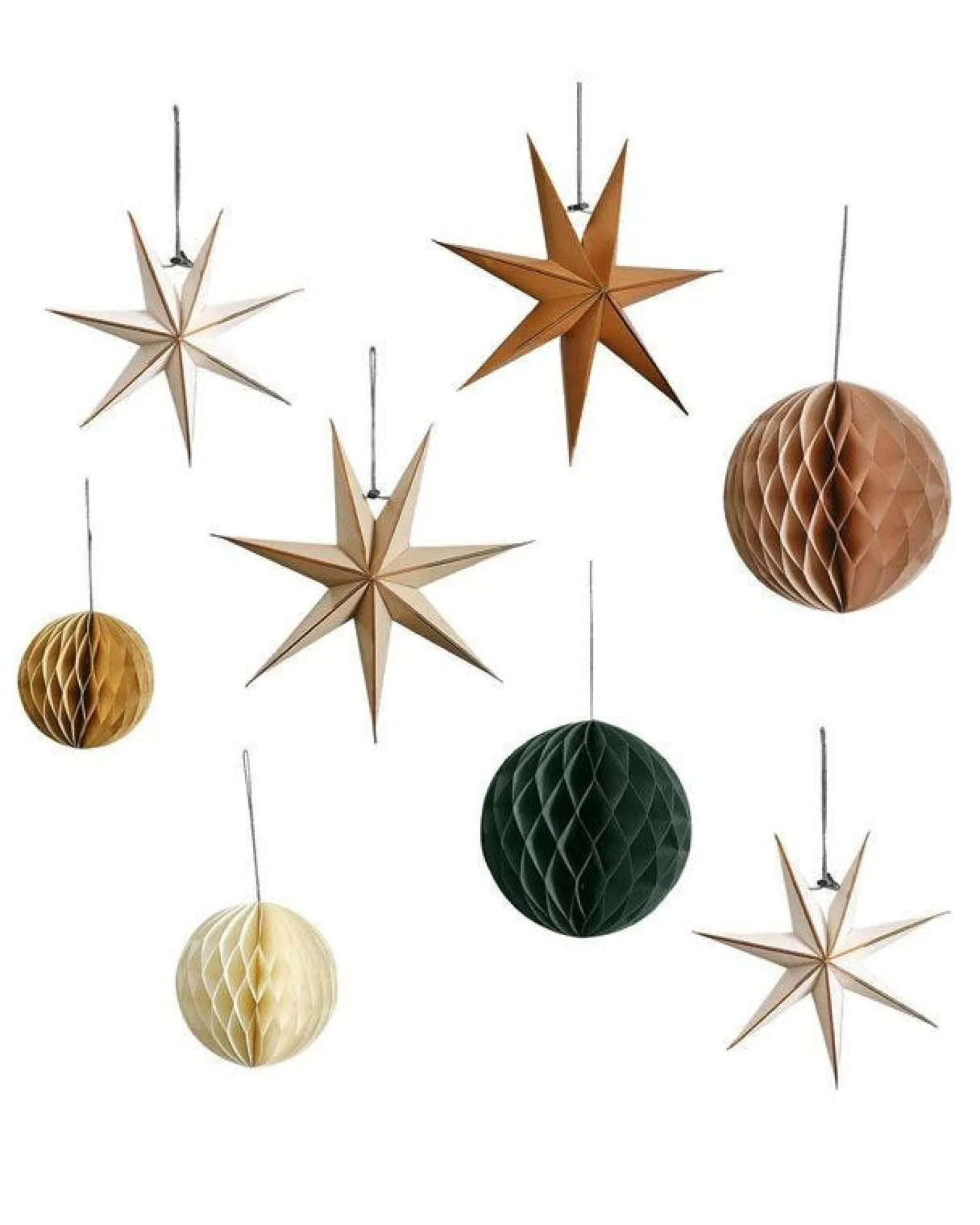 Cosy Copper Paper Star Hanging Decorations (8Pk)<Party Delights Discount