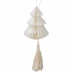 Cream Honeycomb Trees Decorations With Macrame Tassels (4Pk)<Party Delights Discount