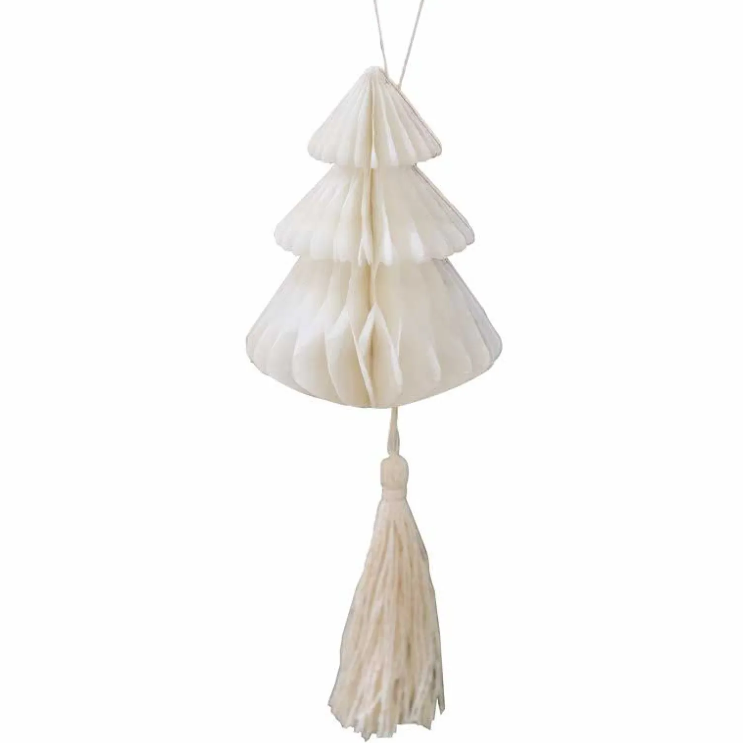 Cream Honeycomb Trees Decorations With Macrame Tassels (4Pk)<Party Delights Discount