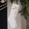 Cream Knitted Christmas Stocking - 45Cm<Party Delights New