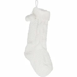 Cream Knitted Christmas Stocking - 45Cm<Party Delights New