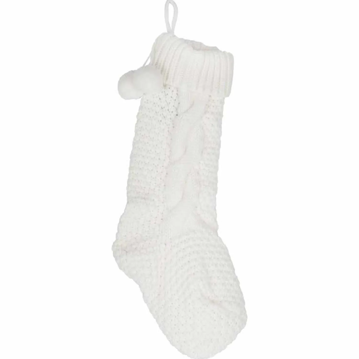 Cream Knitted Christmas Stocking - 45Cm<Party Delights New