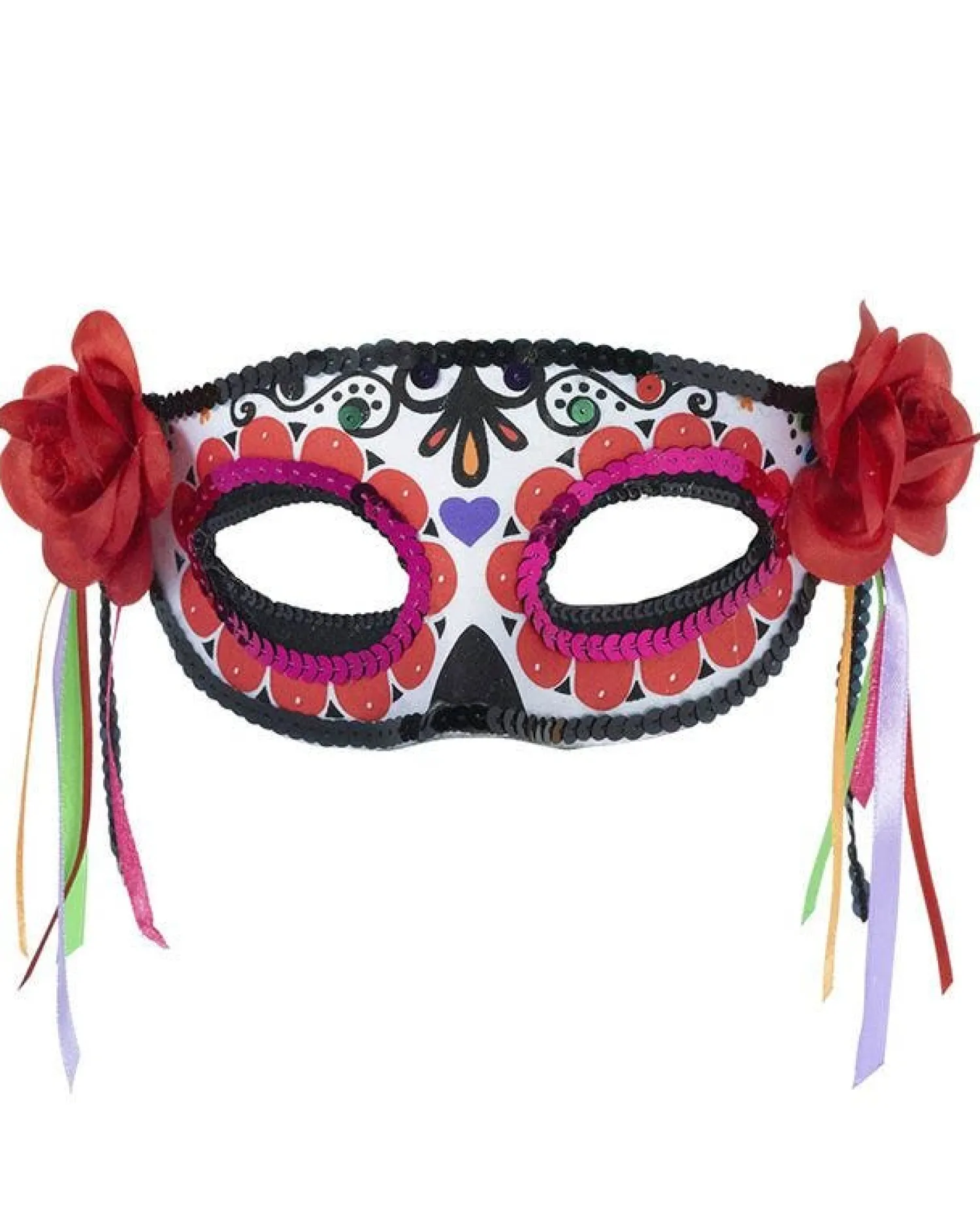 Day Of The Dead Masquerade Mask With Ribbons<Party Delights Outlet