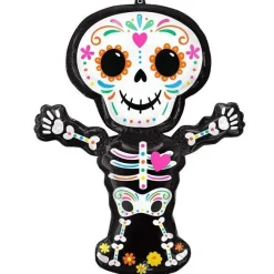 Day Of The Dead Skeleton Supershape Balloon - 34" Foil<Party Delights Clearance