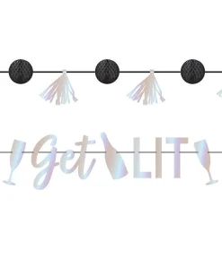 Party Delights Disco Ball Drop 'Get Lit' Banner - 1.8M< Banners