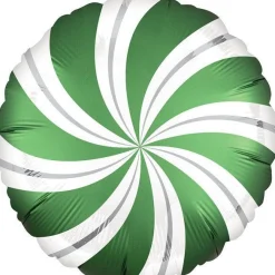 Party Delights Emerald Green Candy Swirl Balloon - 18" Foil< Hanging Decorations