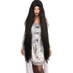 Party Delights Extra Long Black Wig - 100Cm< Wigs