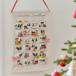 Fabric Christmas Scene Advent Calendar - 53Cm X 35Cm<Party Delights Outlet