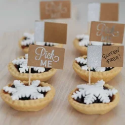 Festive Silver Foiled Cake Picks (12Pk)<Party Delights Hot