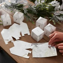 Fill Your Own Snowflake Print Advent Boxes (24Pk)<Party Delights Clearance