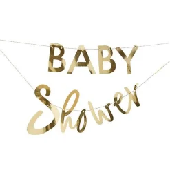 Party Delights Gender Reveal Gold Baby Shower Balloon & Bunting Kit< Bunting