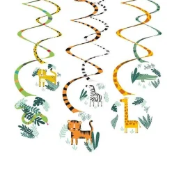 Party Delights Get Wild Safari Hanging Swirl Decorations (6Pk)< Hanging Decorations