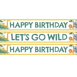 Party Delights Get Wild Safari Paper Birthday Banners - 1M (3Pk)< Banners