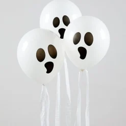 Ghost Balloons With Streamers - 11" Latex (3Pk)<Party Delights Outlet