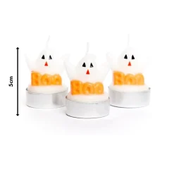 Ghost Tea Light Candles - 5Cm (3Pk)<Party Delights