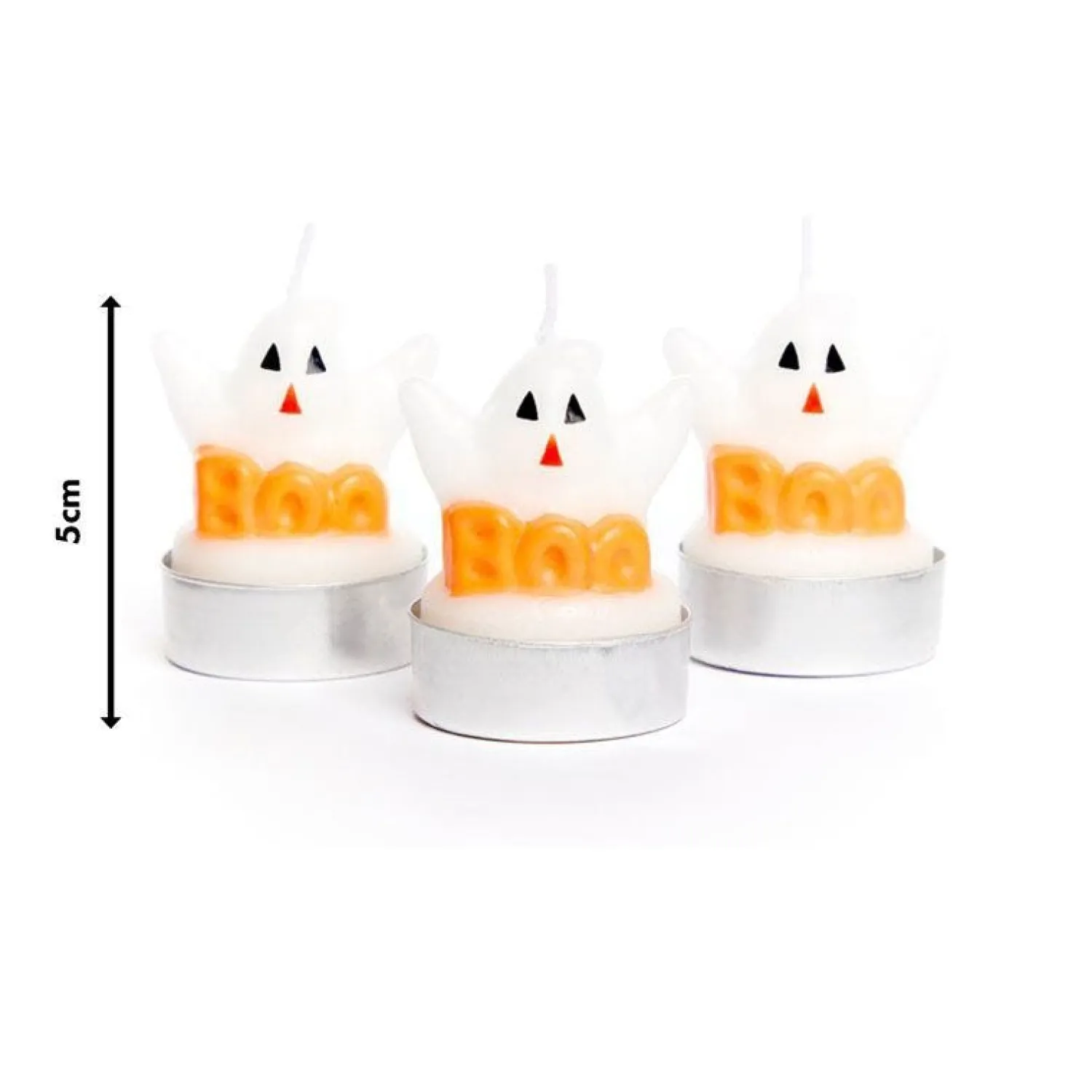 Ghost Tea Light Candles - 5Cm (3Pk)<Party Delights