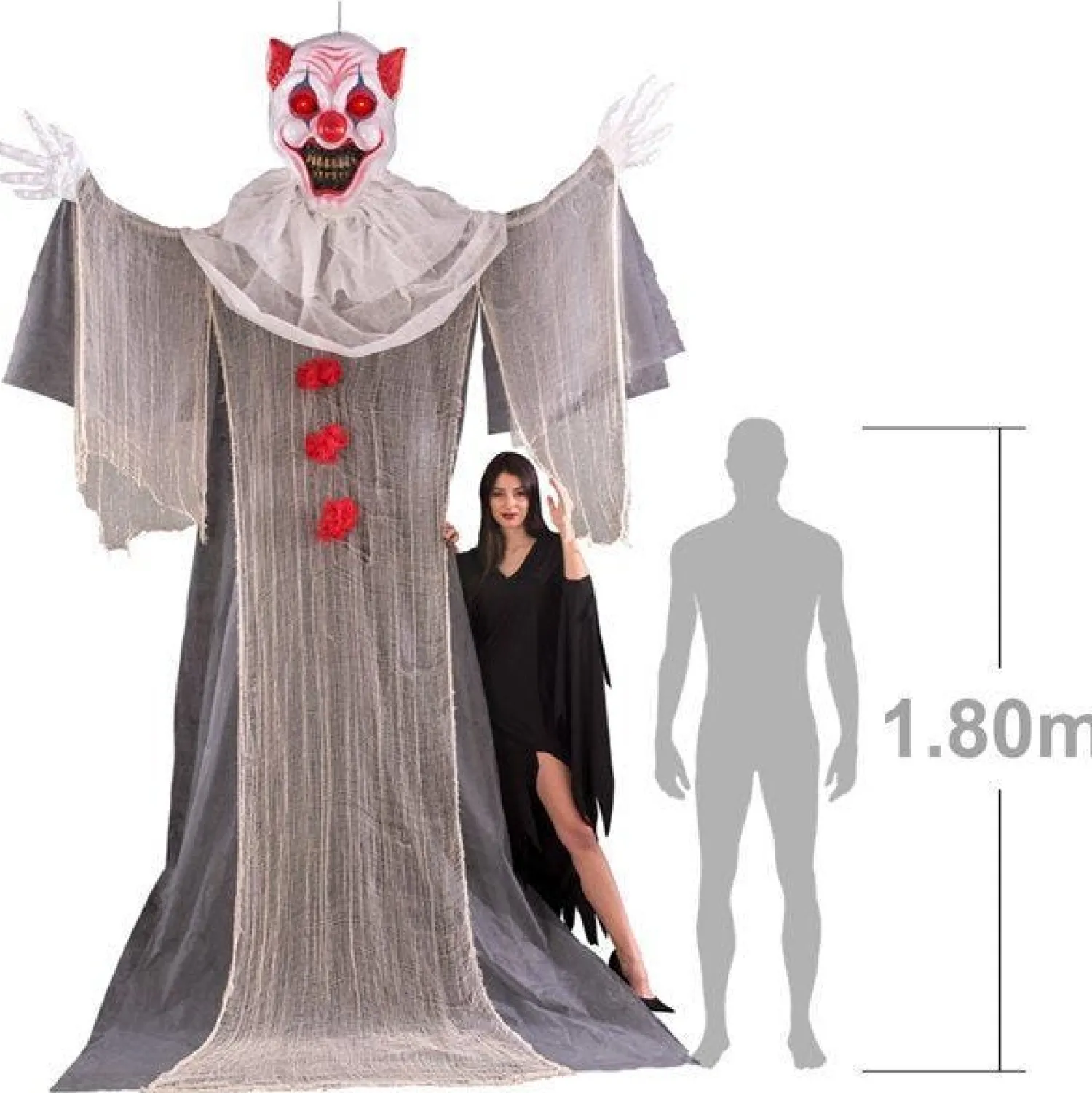 Giant Halloween Clown With Light Up Eyes - 3.6 X 2.4M<Party Delights Sale