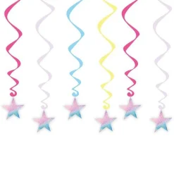 Party Delights Girls Rule Iridescent Hanging Swirl Decorations (6Pk)< Hanging Decorations