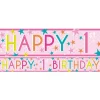 Party Delights Girls 1St Birthday Paper Banners - 1M (3Pk)< Banners