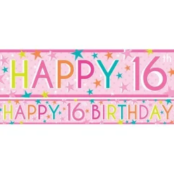 Party Delights Girls 16Th Birthday Paper Banners - 1M (3Pk)< Banners