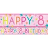 Party Delights Girls 8Th Birthday Paper Banners - 1M (3Pk)< Banners